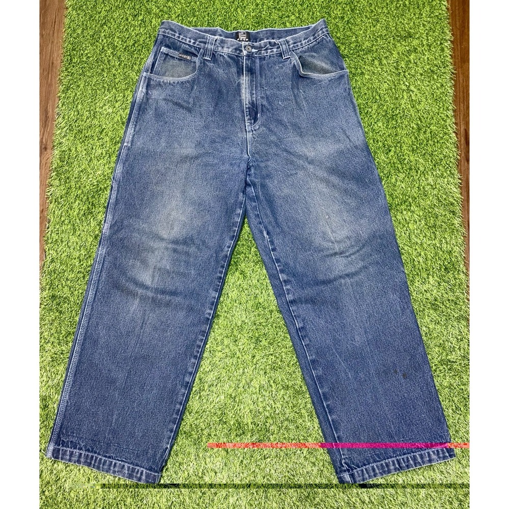 Vtg 90s Y2K Edge Baggy Carpenter Jeans Denim Skater Hip Hop Wide Leg Blue